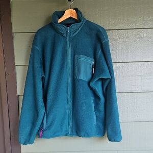 Patagonia Vintage Teal Zip-Pocket Fleece Jacket